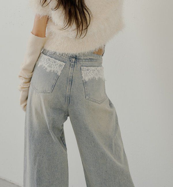  「ポケットレースワイドデニム」|デニム|