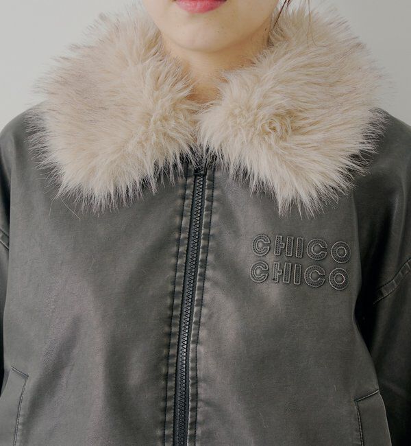  「【ファー取り外し可能】フェイクレザールーズジップブルゾン」|ブルゾン・スタジャン|