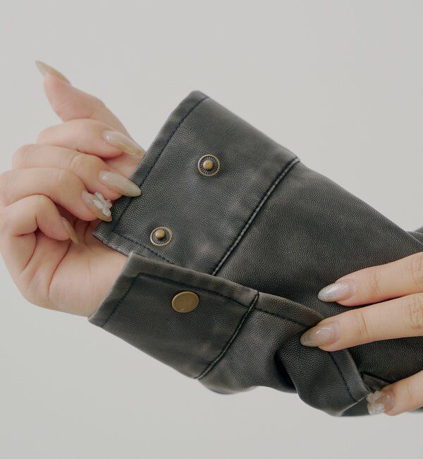  「【ファー取り外し可能】フェイクレザールーズジップブルゾン」|ブルゾン・スタジャン|