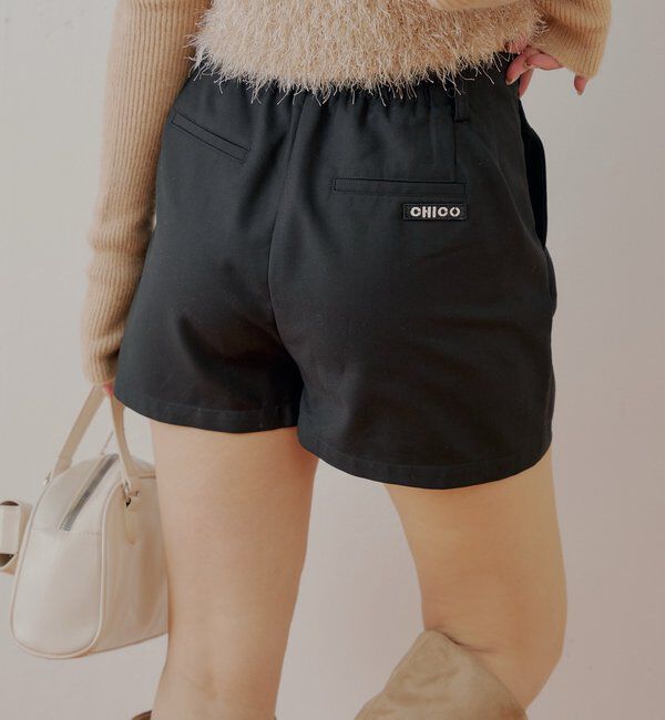  「フロントタックショートパンツ」|チノ|ブラック