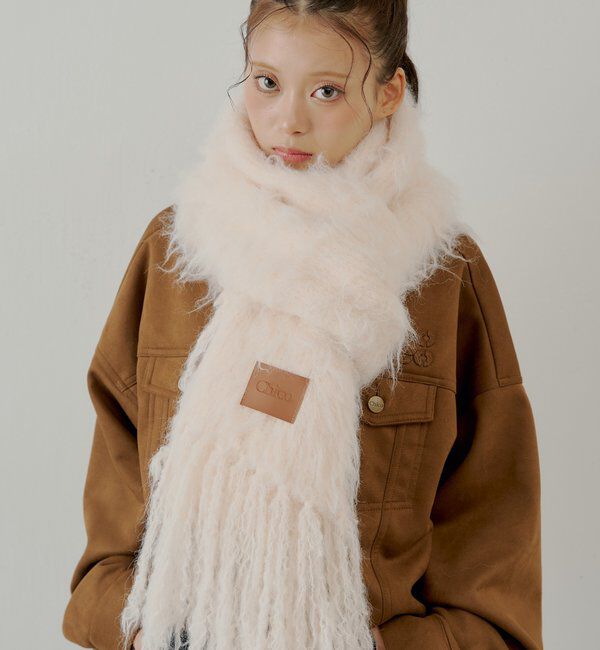  「【5色展開】シャギーフリンジマフラー」|マフラー|ピンク