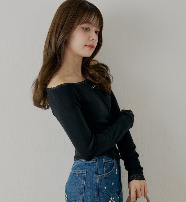  「カップ付きレースコンパクトトップス」|Tシャツ・カットソー|