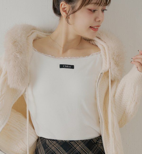  「カップ付きレースコンパクトトップス」|Tシャツ・カットソー|