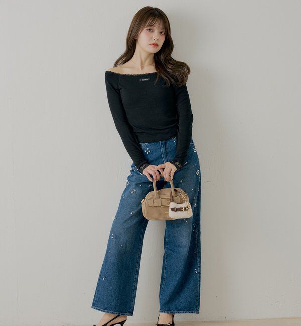  「カップ付きレースコンパクトトップス」|Tシャツ・カットソー|