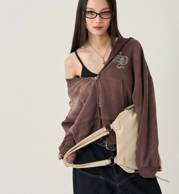  「【SLOPPY】 ラインストーンジップパーカー」|パーカー|