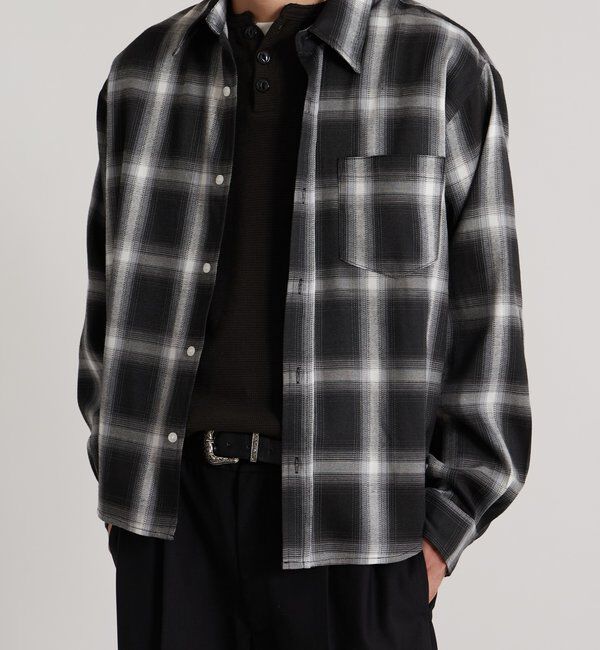  「KOOKYNオンブレチェックシャツ」|シャツ・ブラウス|ブラック