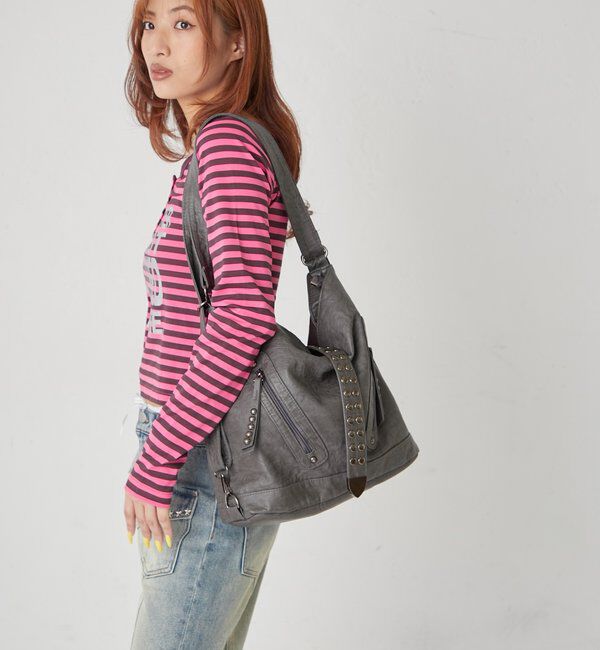  「【新色追加】2WAYドットスタッズリンプバッグ」|ショルダー・メッセンジャー|