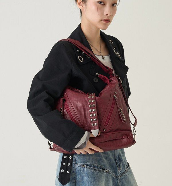  「【新色追加】2WAYドットスタッズリンプバッグ」|ショルダー・メッセンジャー|