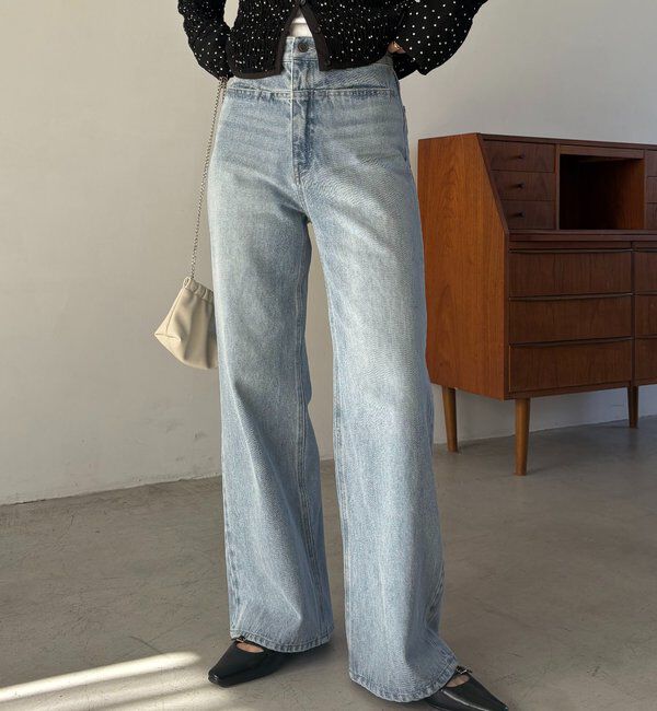  「【低身長サイズあり/セットアップ対応】スリットポケットストレートデニム」|デニム|