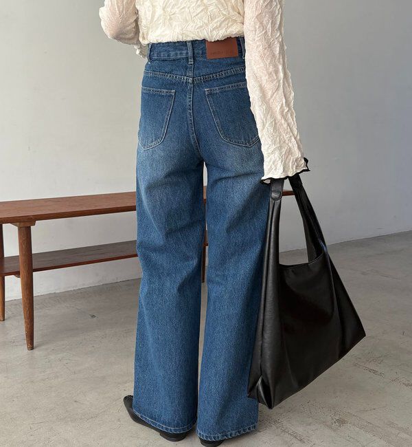  「【低身長サイズあり/セットアップ対応】スリットポケットストレートデニム」|デニム|