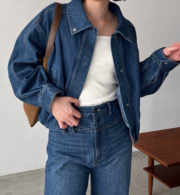  「【サイズ展開あり/セットアップ対応】ラウンドデニムブルゾン」|ブルゾン・スタジャン|