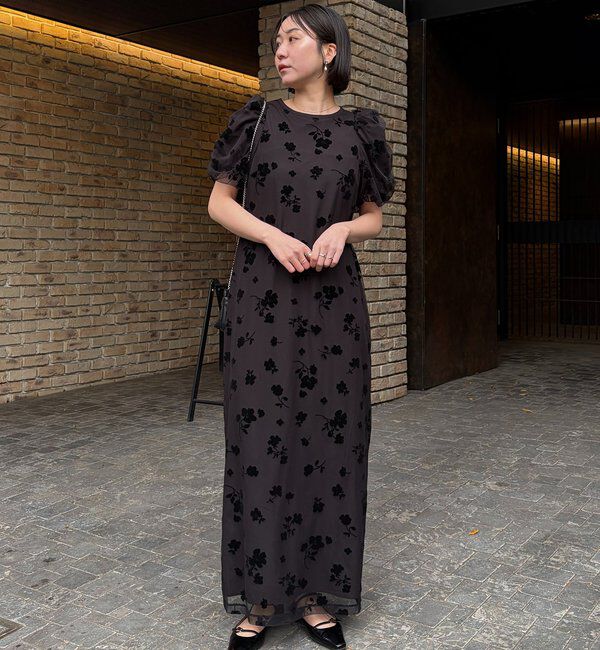  「【オケージョン/サイズ展開あり】フロッキーパフワンピース」|ワンピース|