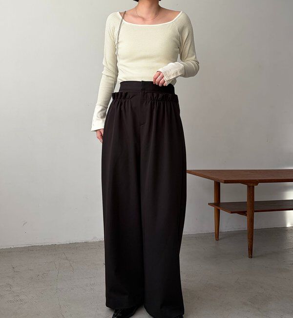  「【低身長サイズあり】ギャザーフリルパンツ」|チノ|