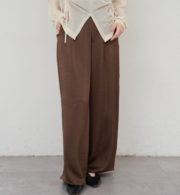  「サテンワイドパンツ」|チノ|ブラウン