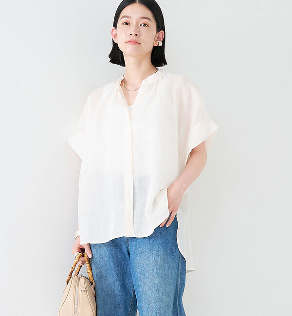 collex「【WEB限定】リネンギャザーブラウス」|シャツ・ブラウス|ホワイト