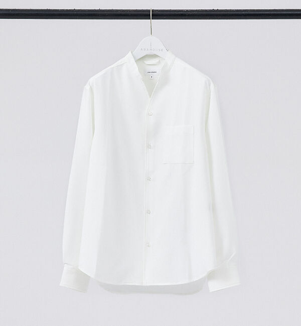 ABAHOUSE「【定番】ストレッチ ノーカラー Vネック シャツ」|シャツ・ブラウス|ホワイト