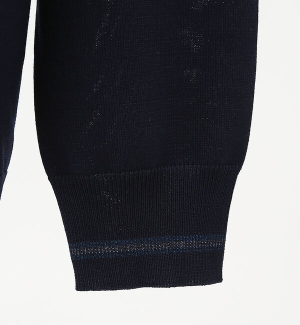 ABAHOUSE「【シルクブレンド】袖リブ配色 クルーネック ニット」|ニット・セーター|