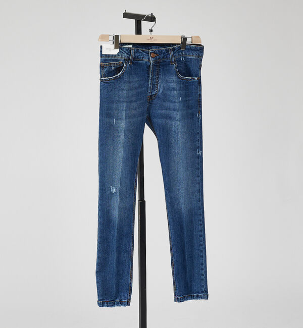 ABAHOUSE「【entre amis】スリムフィット ダメージデニム / 8177」|デニム|インディゴ