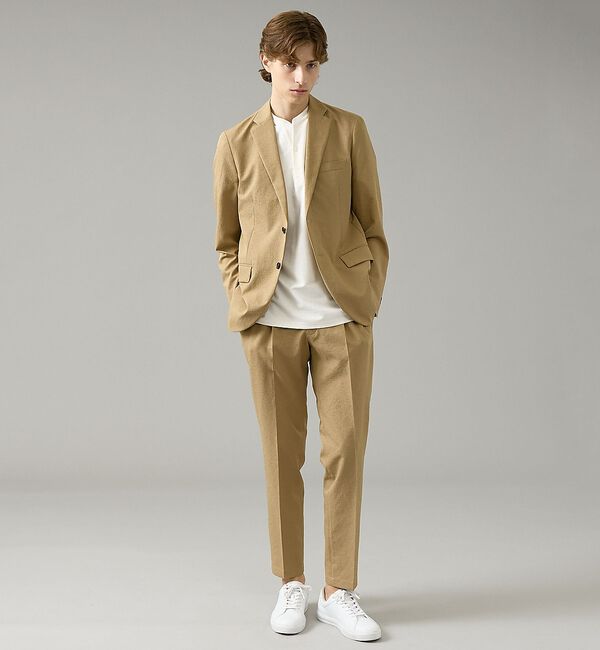 ABAHOUSE「【セットアップ対応】リネンライク ライトジャケット / 軽量 ストレッチ 手洗い」|テーラードジャケット|