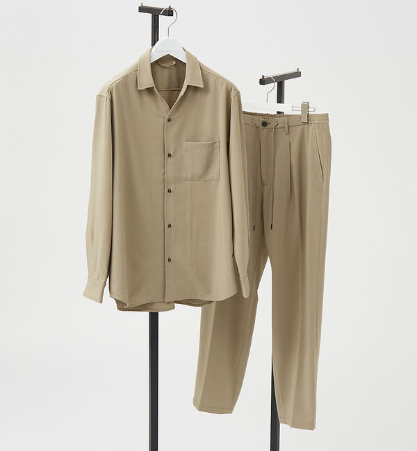 ABAHOUSE「2点セット【WEB限定】セットアップ / スキッパーシャツ&イージーパンツ /」|シャツ・ブラウス|ベージュ