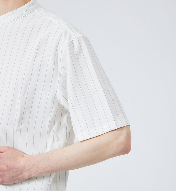 ABAHOUSE「バンドカラー半袖ストライプシャツ」|シャツ・ブラウス|