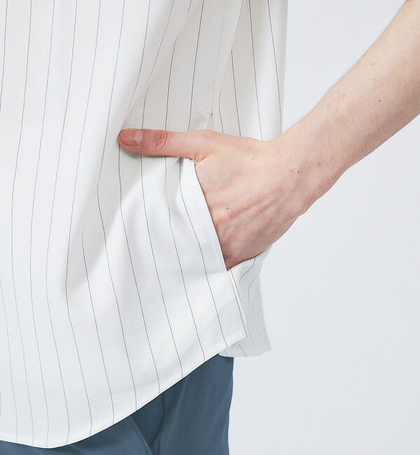 ABAHOUSE「バンドカラー半袖ストライプシャツ」|シャツ・ブラウス|