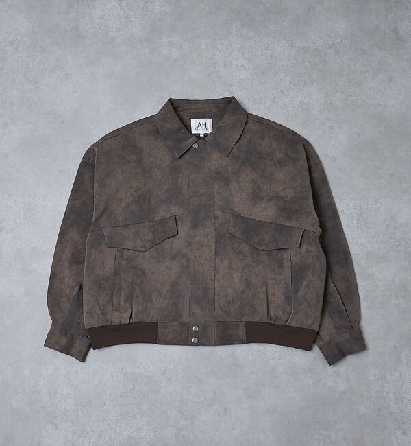 ABAHOUSE「【AH ABAHOUSE】クロップド ネオレザー A-2ジャケット」|ブルゾン・スタジャン|