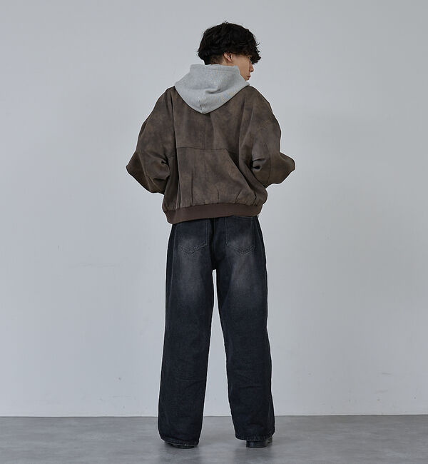 ABAHOUSE「【AH ABAHOUSE】クロップド ネオレザー A-2ジャケット」|ブルゾン・スタジャン|