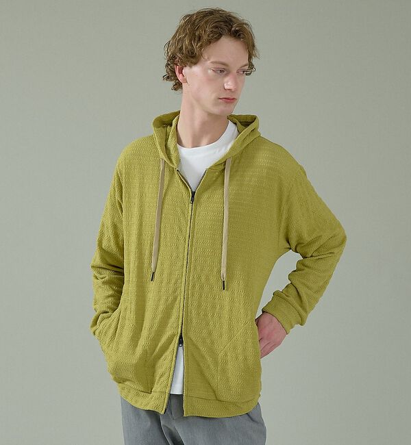 ABAHOUSE「シアーストレッチ ダブルジップ メッシュパーカー」|パーカー|グリーン系その他1