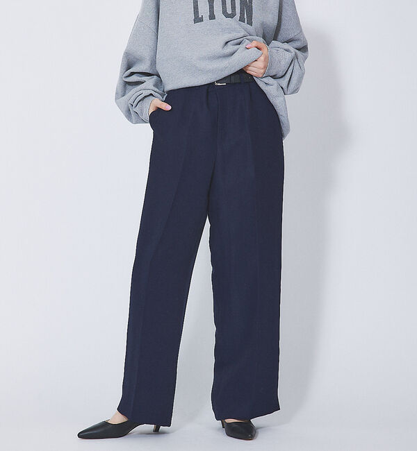 Rouge vif「ベルト付きノンタックワイドパンツ」|その他|ネイビー