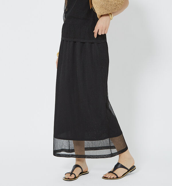 Rouge vif「針抜きリブシアーメタリックニットスカート」|スカート|