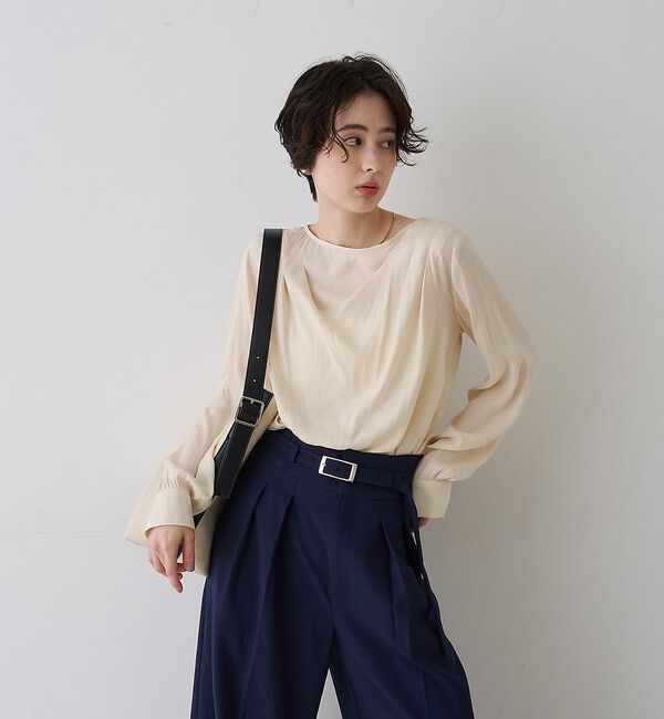 Rouge vif「【一部店舗限定】ドレープサテンブラウス」|シャツ・ブラウス|