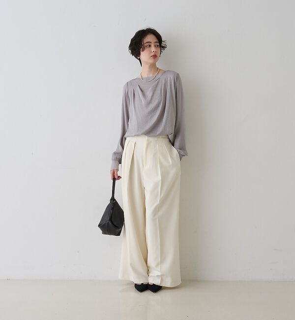 Rouge vif「【一部店舗限定】ドレープサテンブラウス」|シャツ・ブラウス|