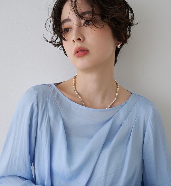 Rouge vif「【一部店舗限定】ドレープサテンブラウス」|シャツ・ブラウス|