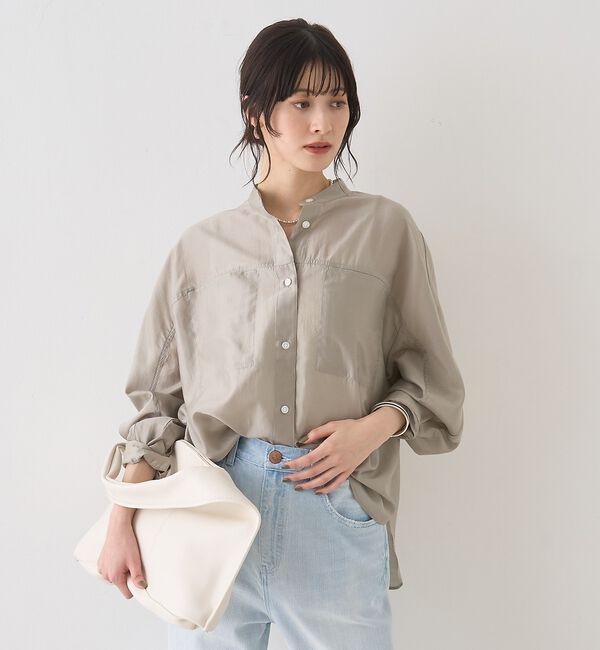 Rouge vif「シアースタンドネックシャツ/バンドカラーシャツ」|シャツ・ブラウス|