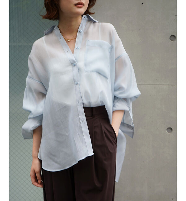 qualite「【大人シアーシャツ】バックスリットシアーシャツ【予約】」|シャツ・ブラウス|