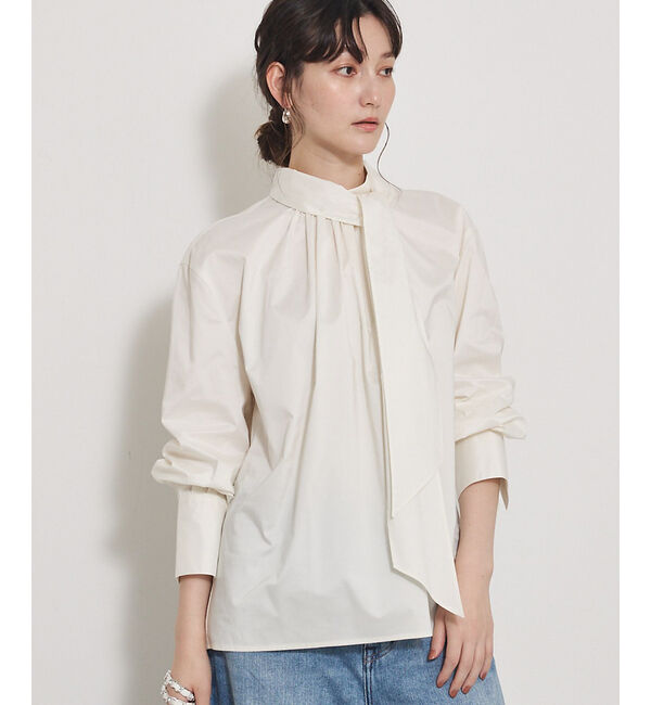 qualite「【Can Cam掲載】タフタボウタイブラウス/ボウタイ取り外し可能」|シャツ・ブラウス|オフホワイト