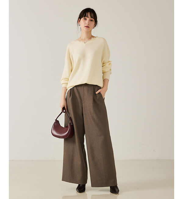 qualite「【大人のワイドパンツ】ウーリッシュツイルパンツ」|その他|