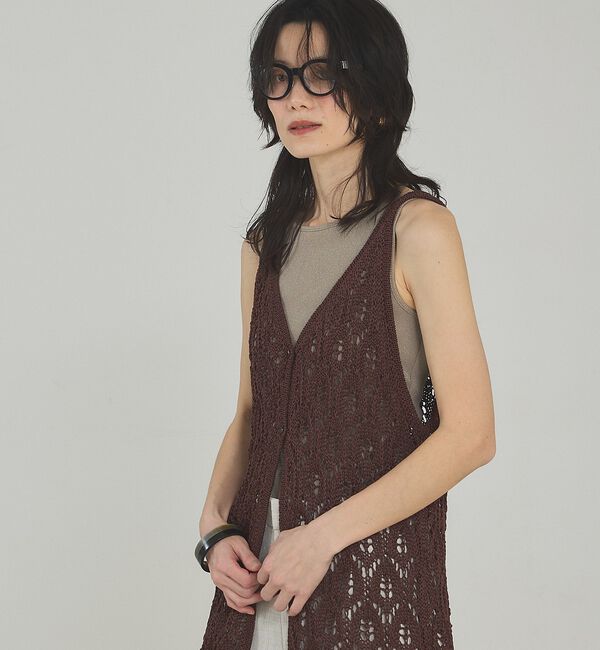 qualite「2WAYリーフパターンロングジレ【予約】」|キャミソール|