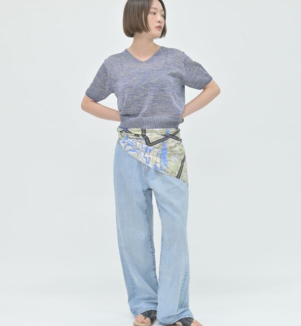 qualite「カラーポリリネンVネックニット【予約】」|ニット・セーター|