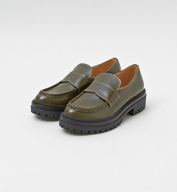 AU BANNISTER「【晴雨兼用】厚底ローファー」|ローファー|カーキ