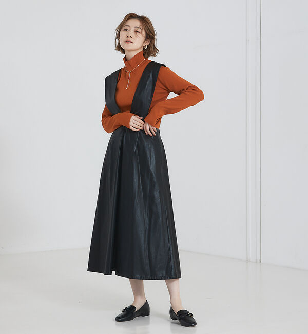 abahouse mavie「【大人のいちまんワンピ】フェイクレザー２ＷＡＹジャンパースカート」|ジャンパースカート|