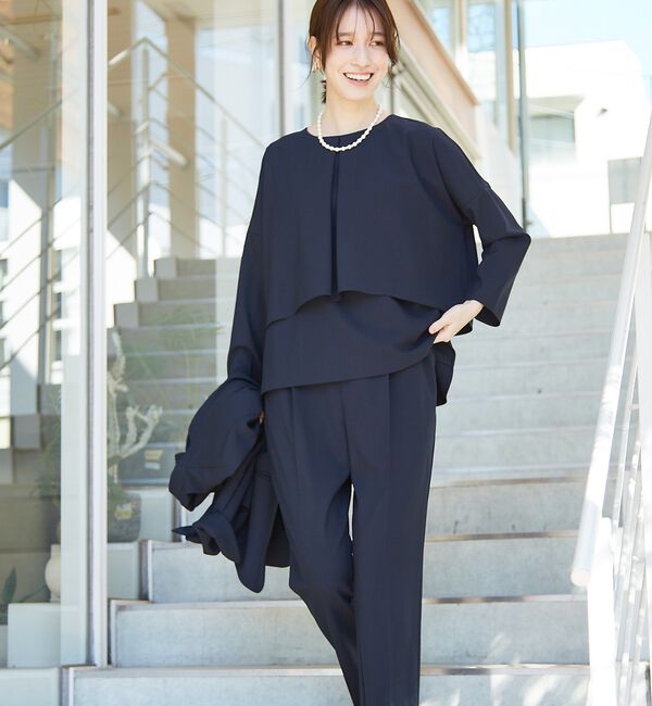 abahouse mavie「【エニデイカセット】ノーカラージャケット＆バックフレアパンツセットアップ」|スーツ|