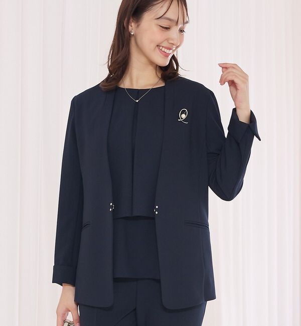 abahouse mavie「【エニデイカセット】ノーカラージャケット＆バックフレアパンツセットアップ」|スーツ|