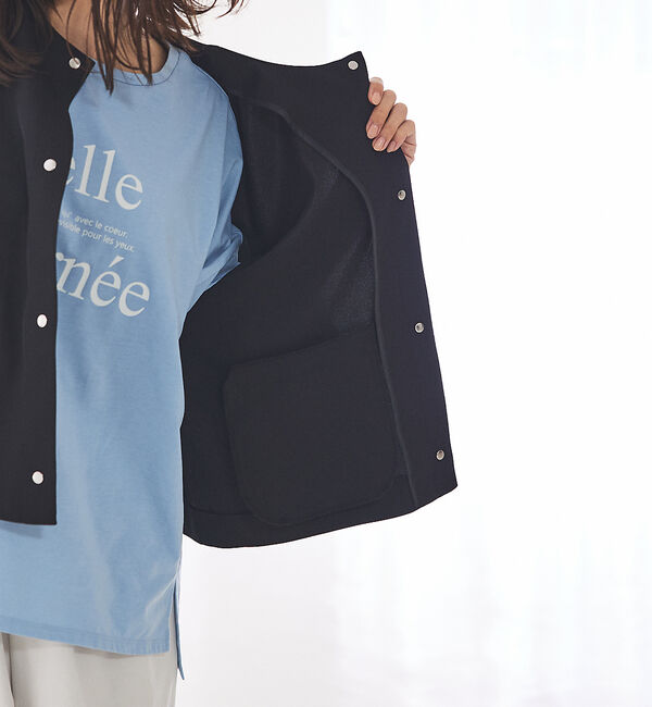 abahouse mavie「【セットアップ対応】クールタッチサテンノーカラージャケット」|ノーカラージャケット|