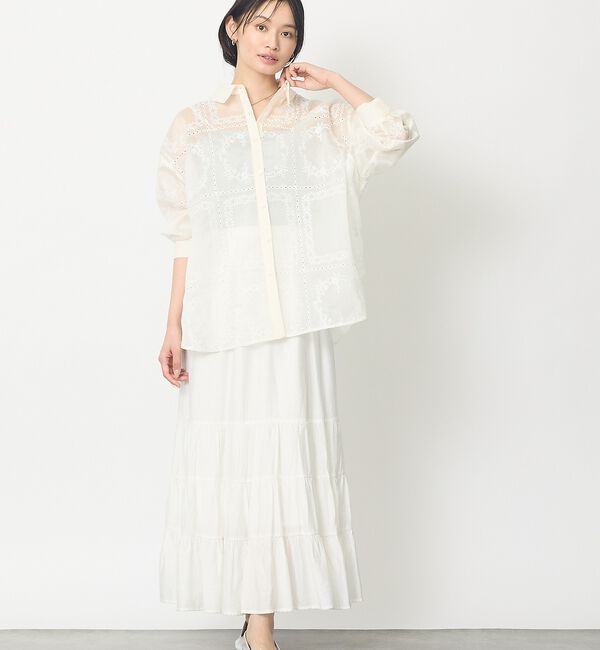 abahouse mavie「【シアー素材】総レースクレリックシャツ/春服/レイヤード/透け感/大人フェミニン」|シャツ・ブラウス|