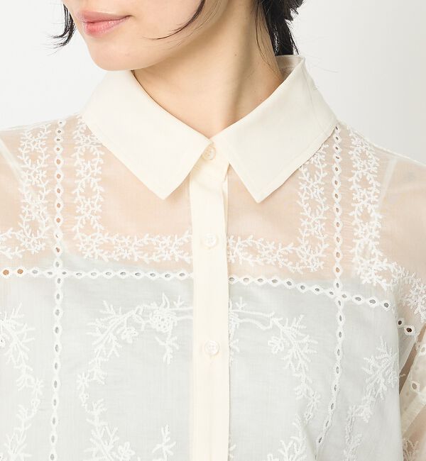 abahouse mavie「【シアー素材】総レースクレリックシャツ/春服/レイヤード/透け感/大人フェミニン」|シャツ・ブラウス|