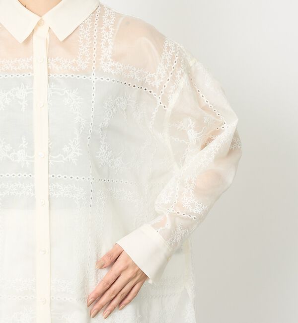 abahouse mavie「【シアー素材】総レースクレリックシャツ/春服/レイヤード/透け感/大人フェミニン」|シャツ・ブラウス|