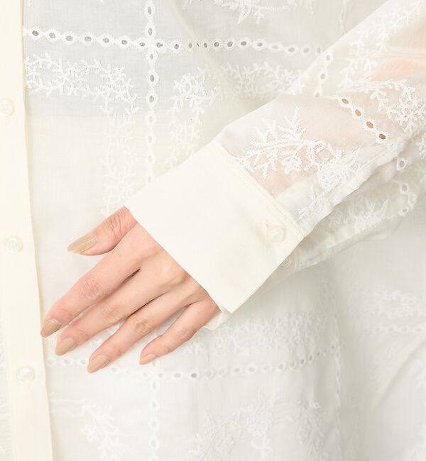 abahouse mavie「【シアー素材】総レースクレリックシャツ/春服/レイヤード/透け感/大人フェミニン」|シャツ・ブラウス|