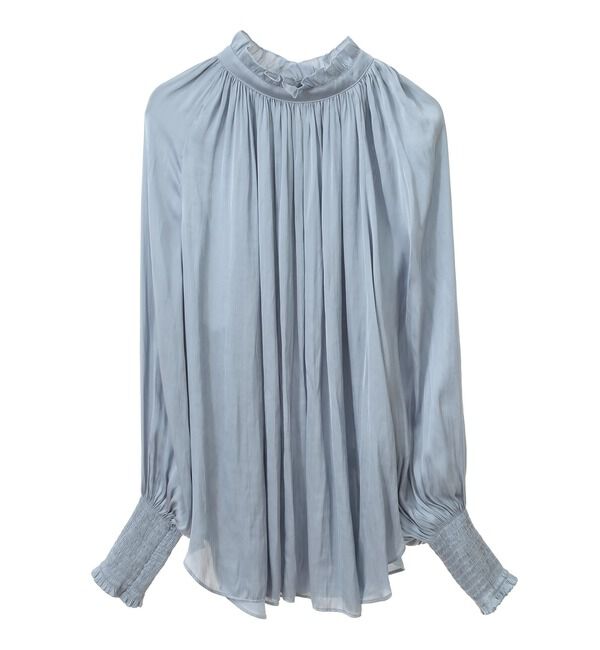 TIARA「【定番】2wayフリルネックギャザーブラウス」|シャツ・ブラウス|サックス